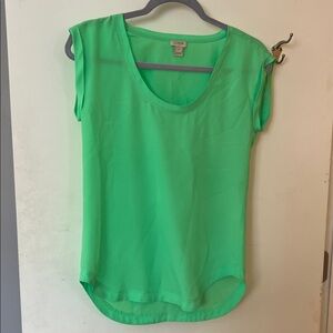 J. Crew Vibrant Green Scoop Neck Blouse